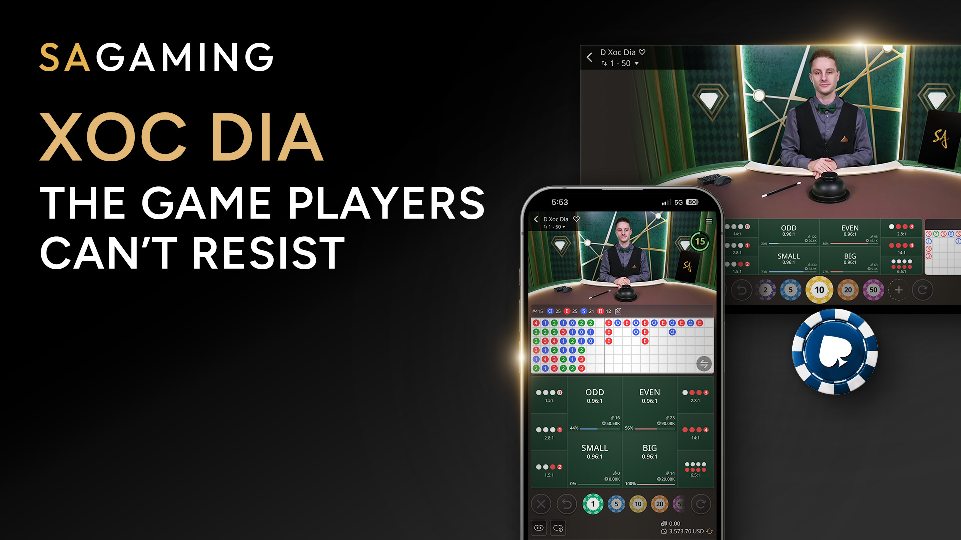 Xoc Dia online casino game interface for mobile and desktop users